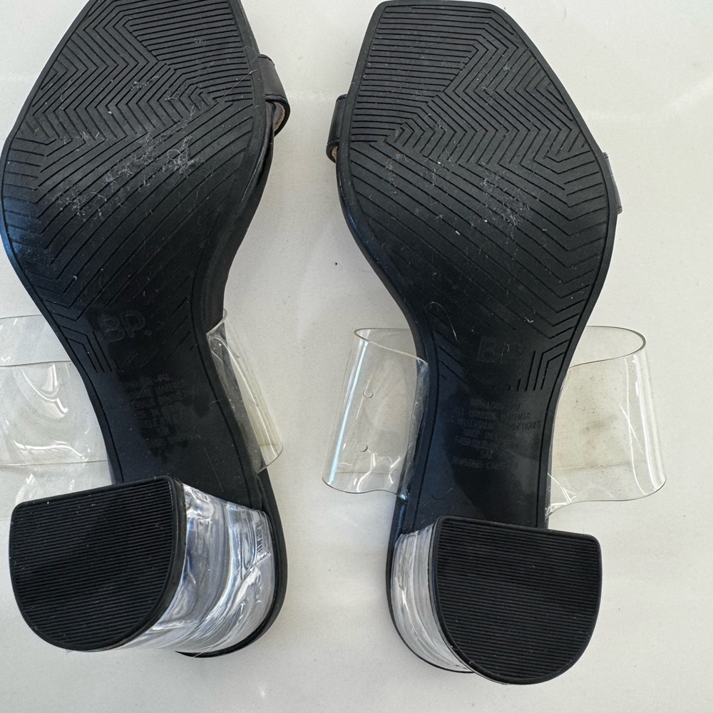 BP Black and Clear Block Heel Sandals
